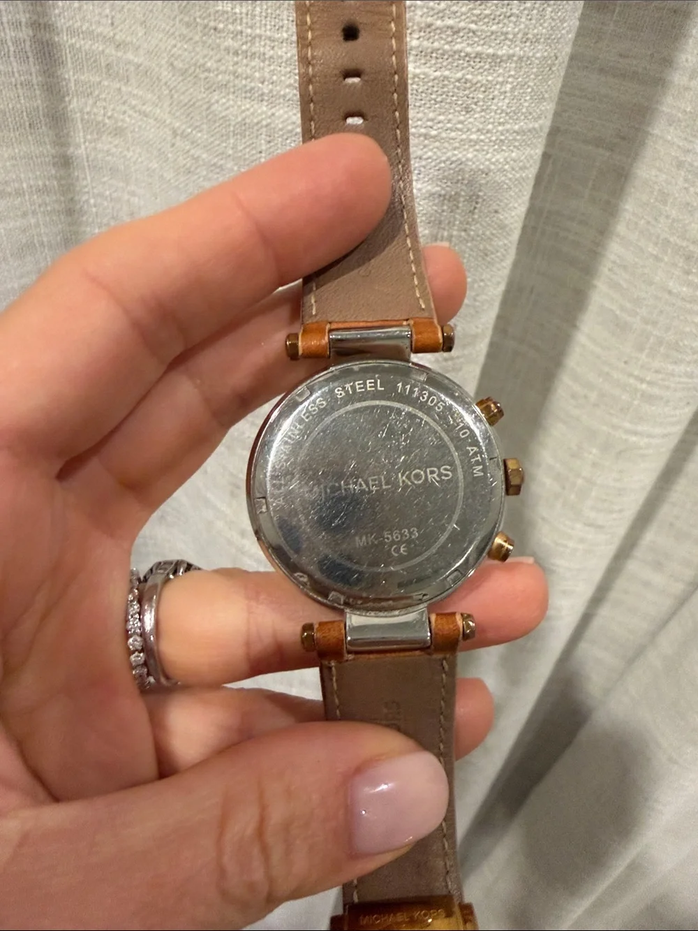 Michael Kors Rose Gold Case with Tan Leather Strap Watch